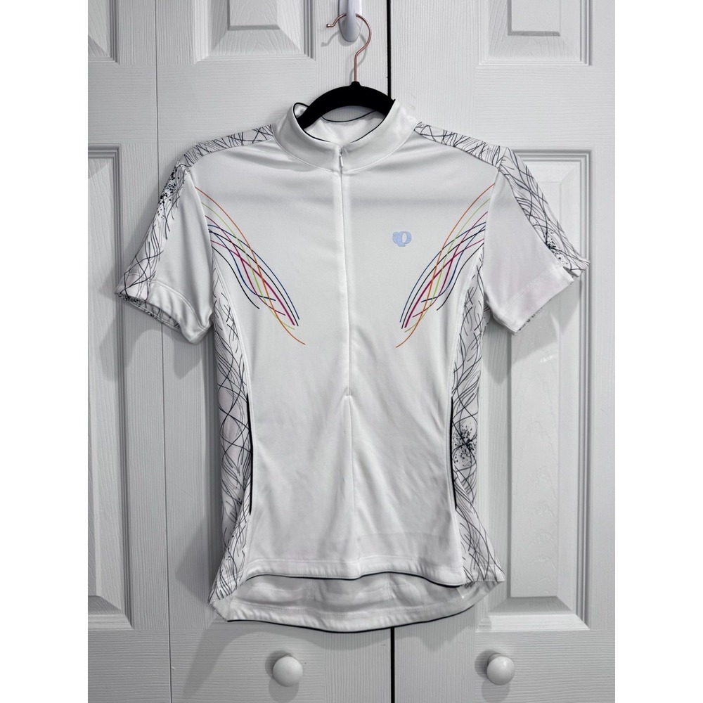 Pearl Izumi Select Cycling Jersey Women Small White 3/4 Zip Classic Short Sleeve